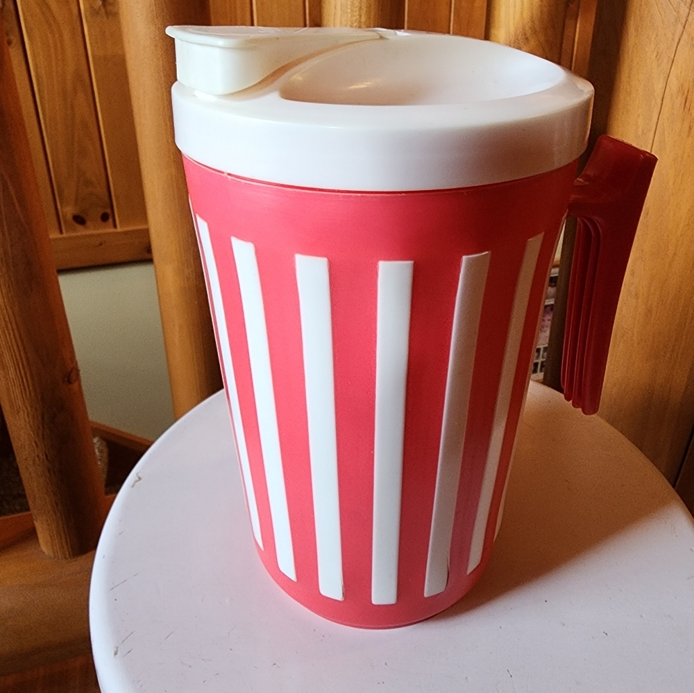 Vintage Deca Pink and White Striped Pitcher No.106
